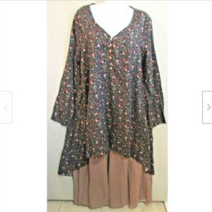 Floryday Dress Plus Size 2X Layered Floral Print Shift NWT